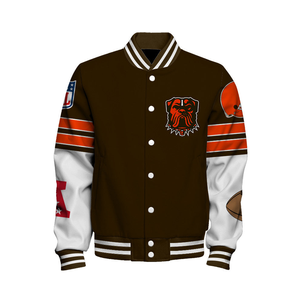 Cleveland Browns Unisex Ultimate Game Day Varsity Jacket AZBTVJK000068