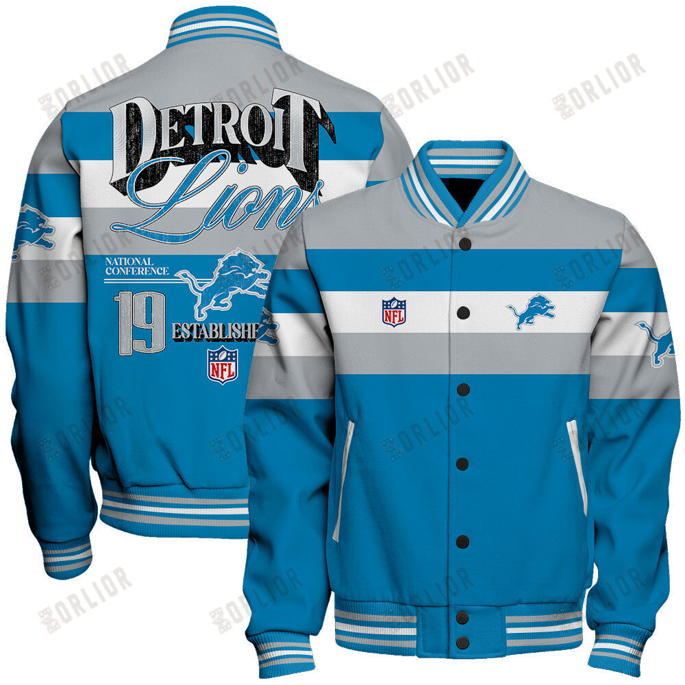 Detroit Lions Personalized Unisex Varsity Jacket AZBTVJK000395