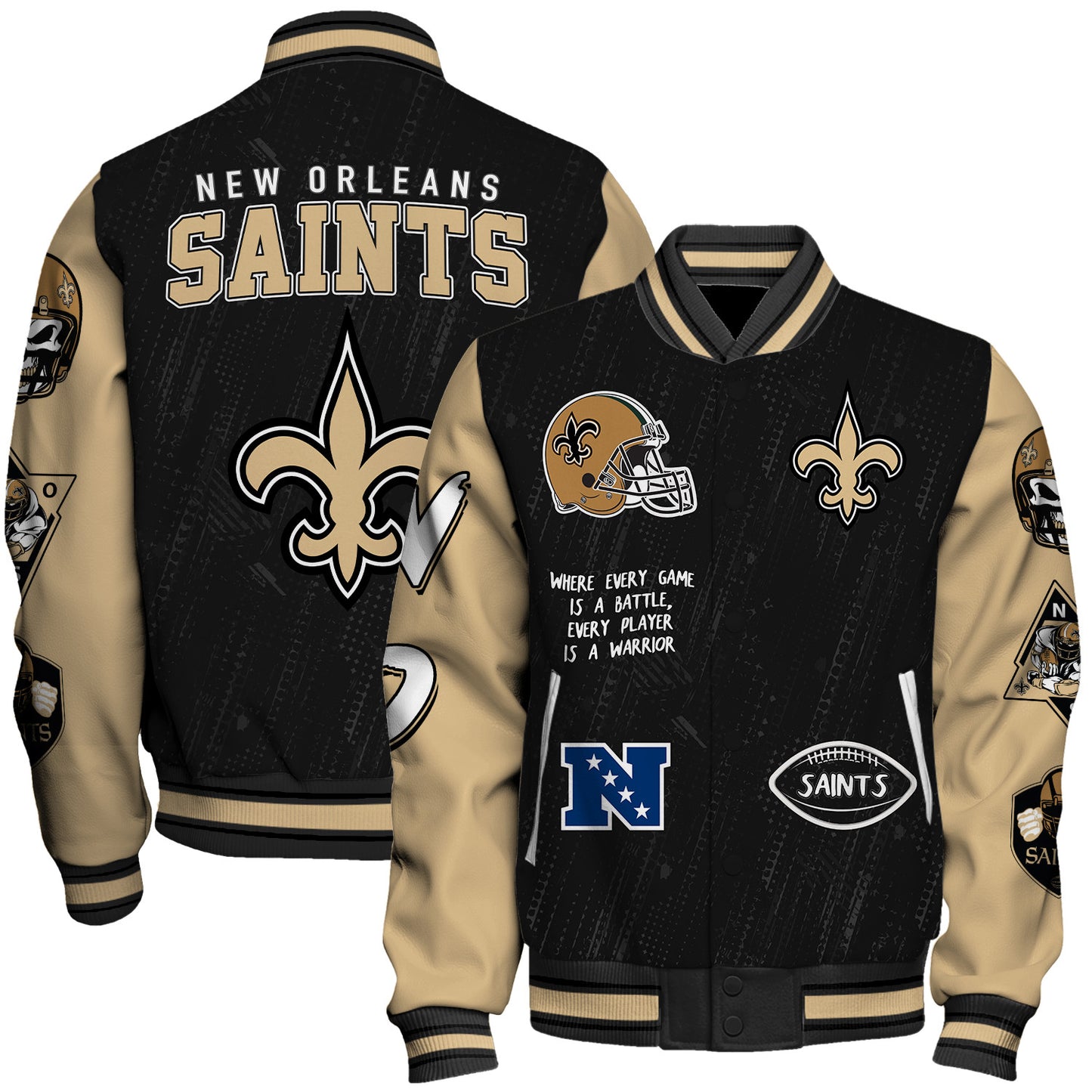 New Orleans Saints Unisex Athletic Legacy Varsity Jacket AZBTVJK000117