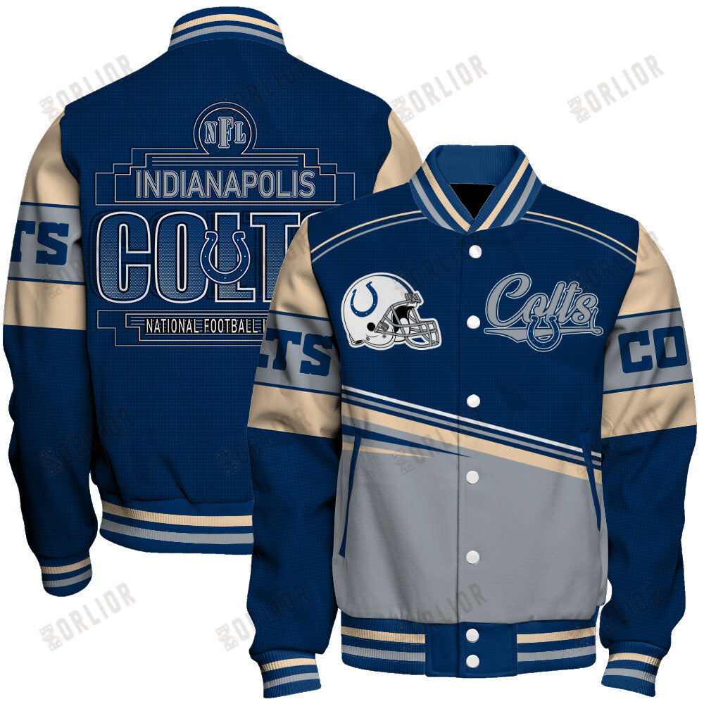 Indianapolis Colts Personalized Unisex Varsity Jacket AZBTVJK000286
