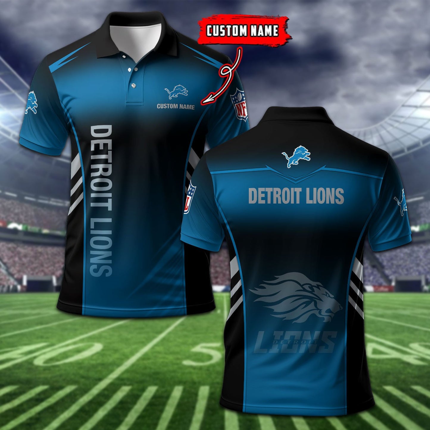 Detroit Lions Personalized Men Polo Shirt AZBTPLS000265
