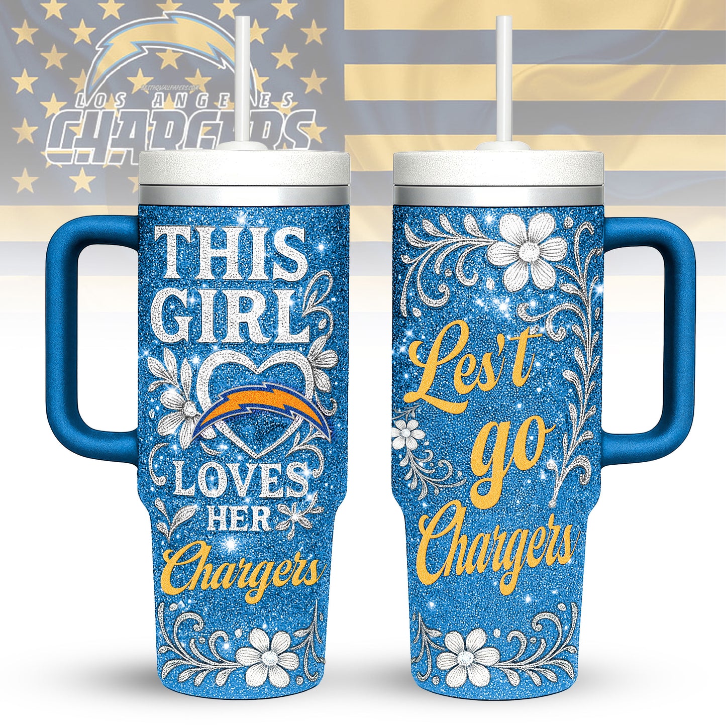 Los Angeles Chargers Personalized This Girl Loves Her Team Premium 40oz Tumbler AZBT40OZ000210