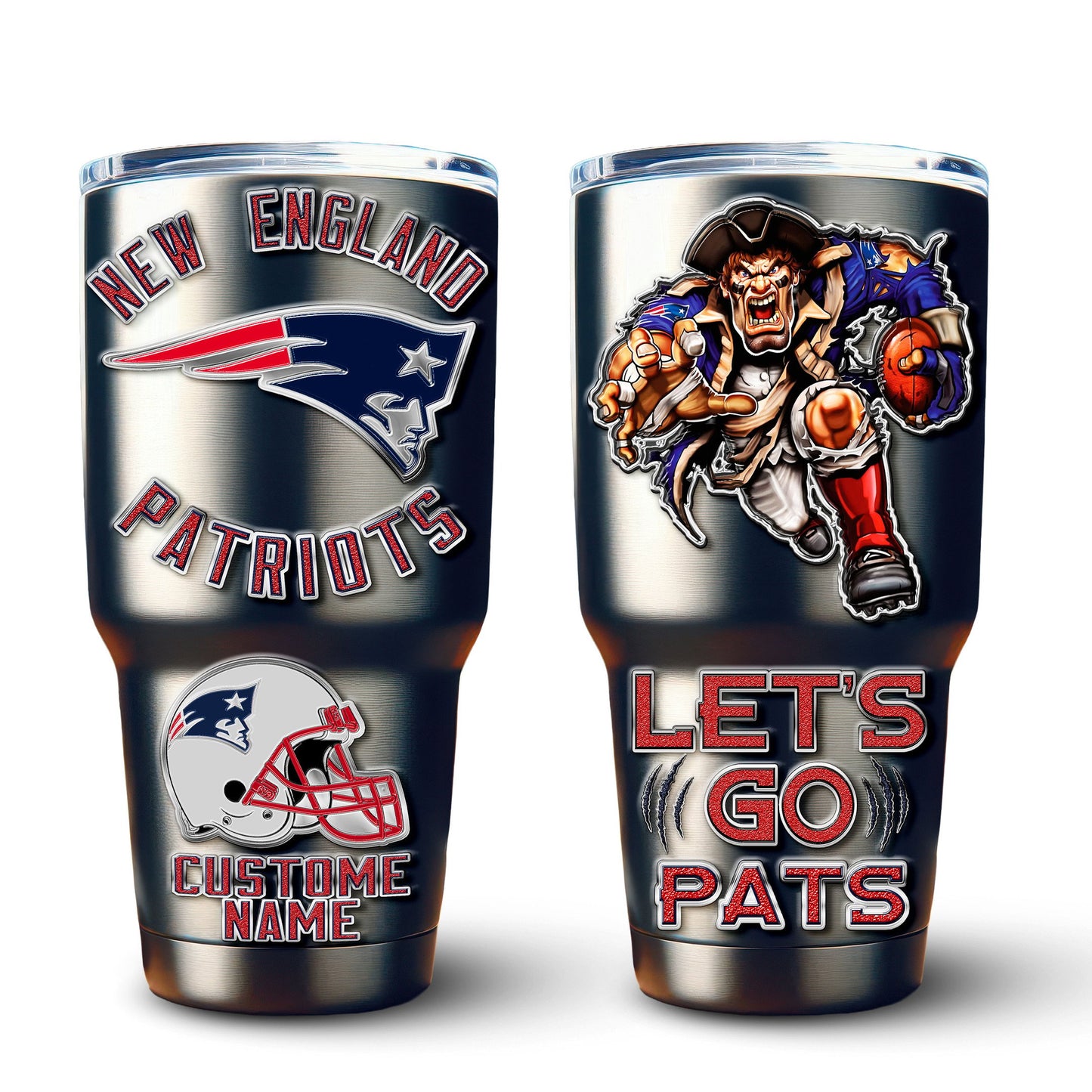 New England Patriots Premium Tumbler 30oz TD Gifts For Fans AZBTTB30OZ000045