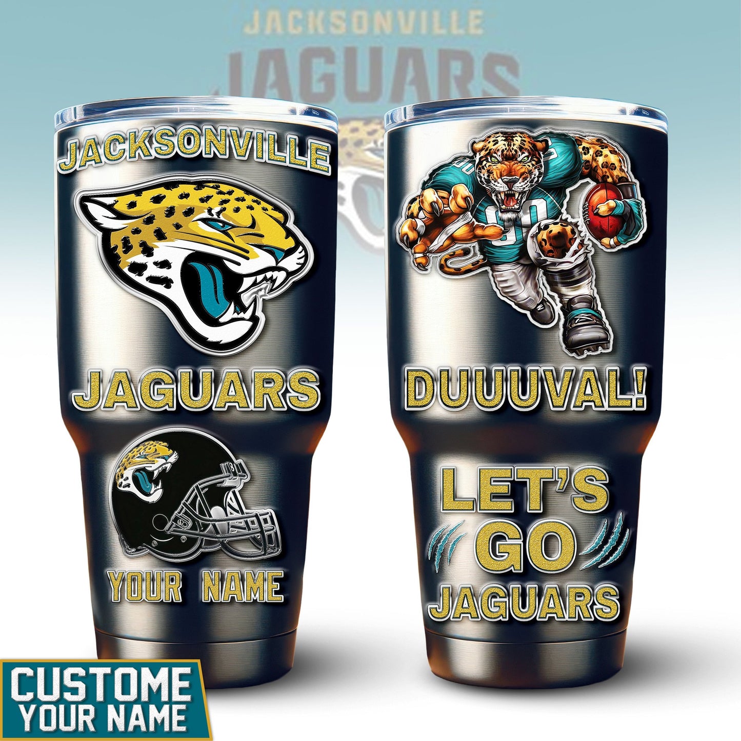 Jacksonville Jaguars Premium Tumbler 30oz TD Gifts For Fans AZBTTB30OZ000052