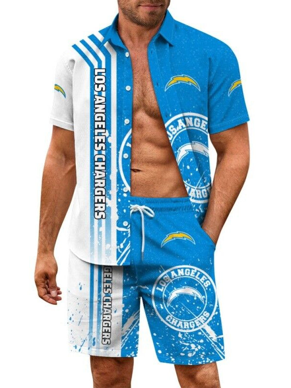 Los Angeles Chargers Combo Hawaiian Shirt and Shorts AZBTHWSS000043