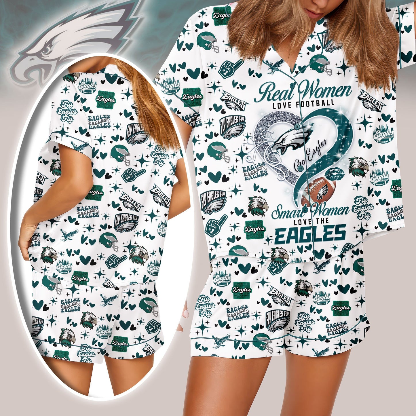 Philadelphia Eagles Premium Women Short Pajamas Custom Limited Edition AZHASSP000011