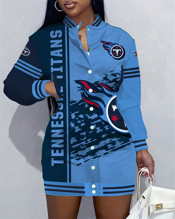 Tennessee Titans Women Button Down Jacket Dress AZBTBDJD000362