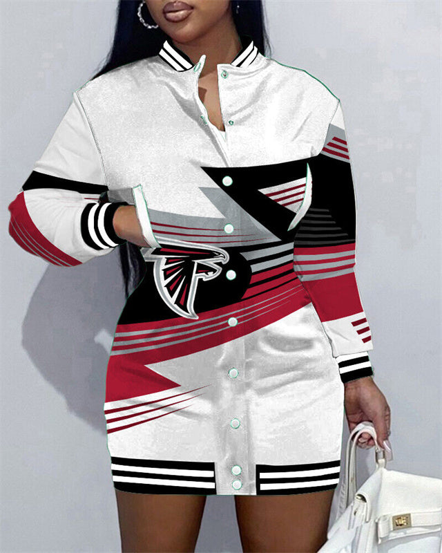 Atlanta Falcons Women Button Down Jacket Dress AZBTBDJD000151