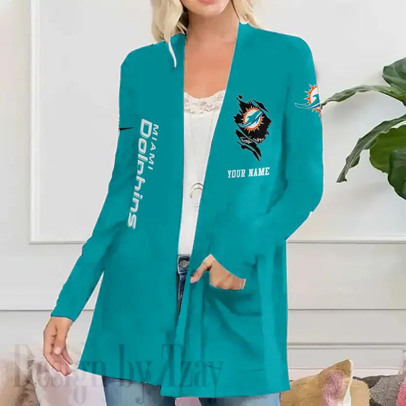 Miami Dolphins Women Patch Pocket Cardigan BT117