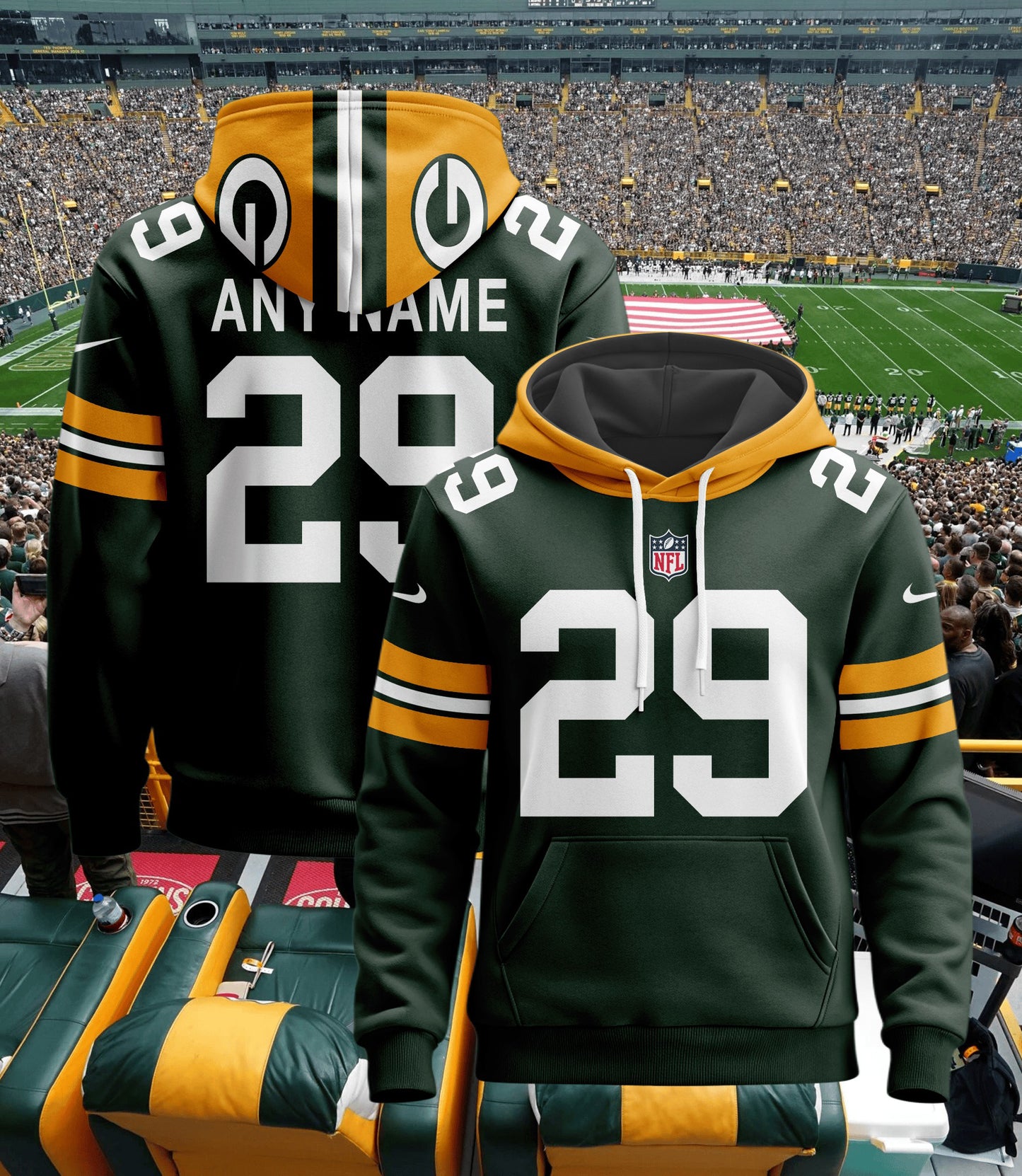 Green Bay Packers New Personalized Football Hoodie Style Jersey AZBTJSHD000074