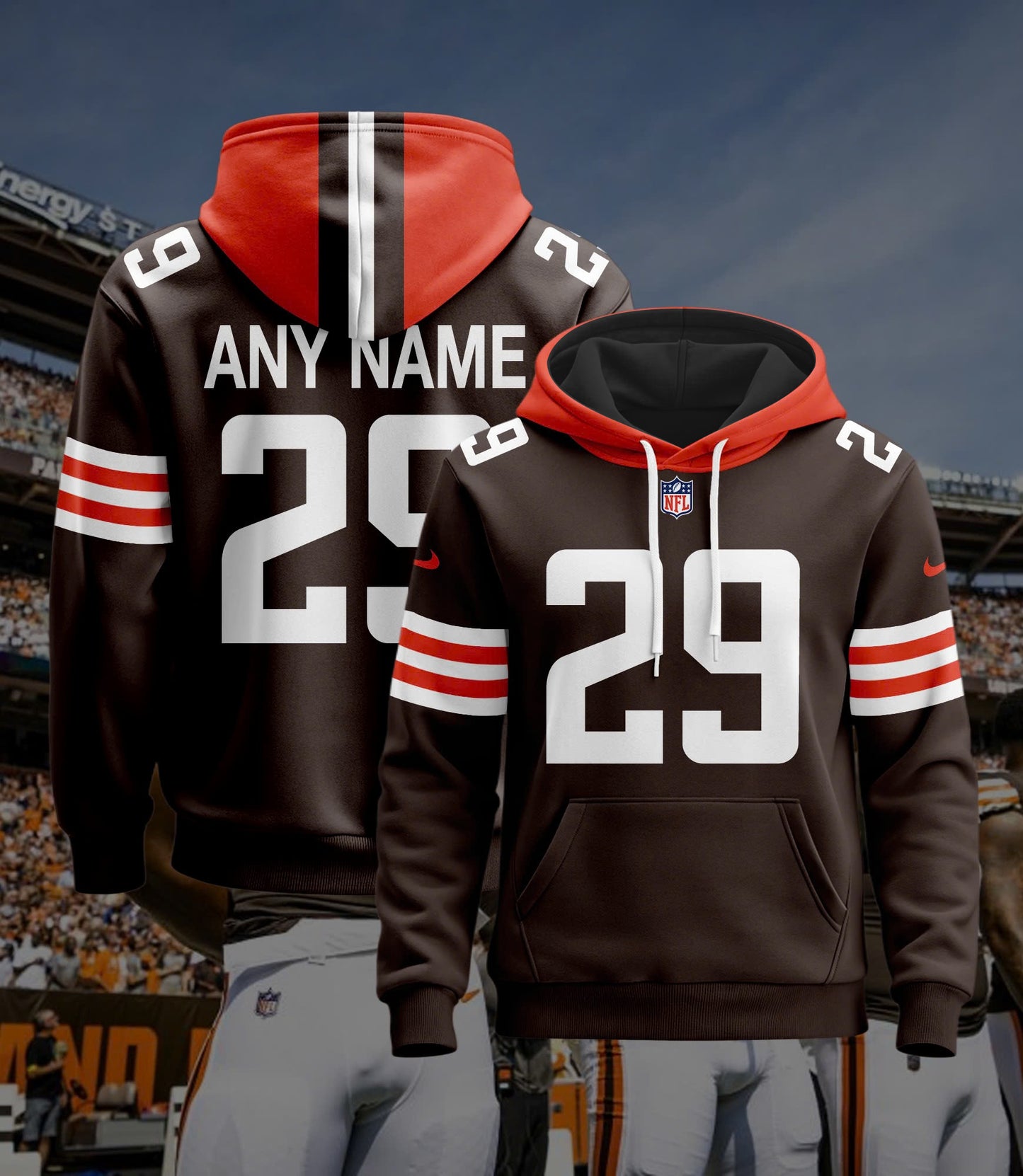 Cleveland Browns New Personalized Football Hoodie Style Jersey AZBTJSHD000065