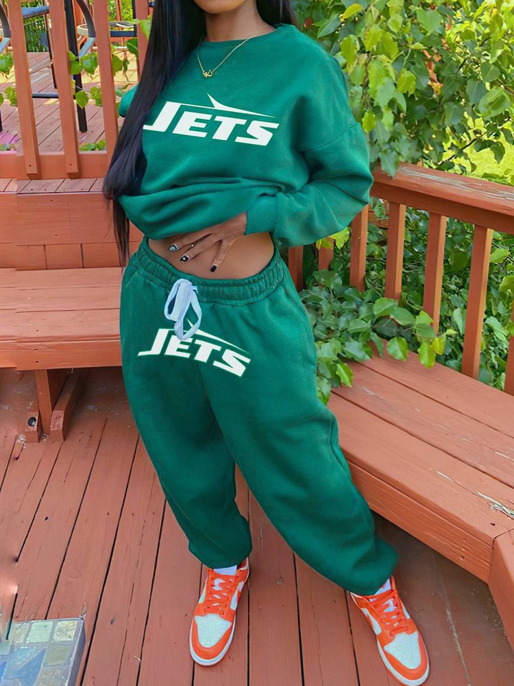 New York Jets Drop Shoulder Sweatshirt and Sweatpants AZBTDSS000033