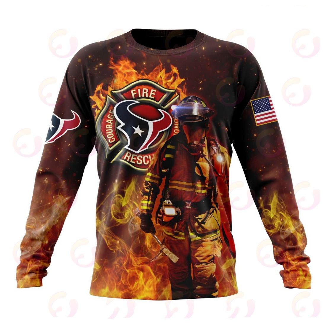 Houston Texans Honor Firefighters – First Responders All Over Printed T-shirt Sweatshirt Hoodie AZCHD836