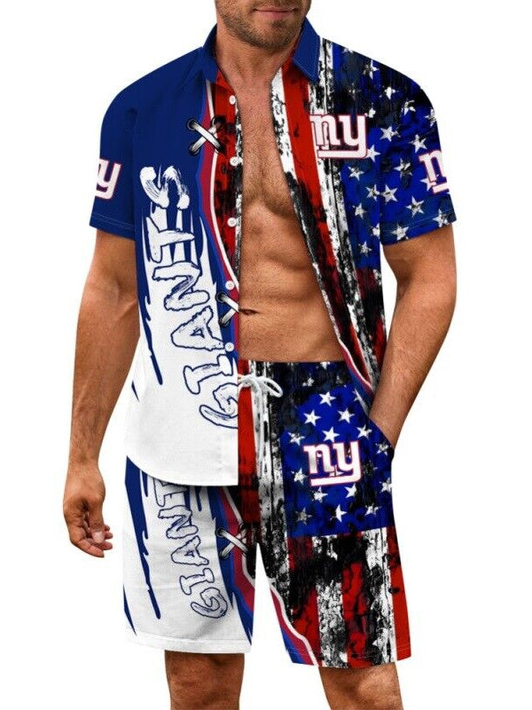 New York Giants Combo Hawaiian Shirt and Shorts AZBTHWSS000211