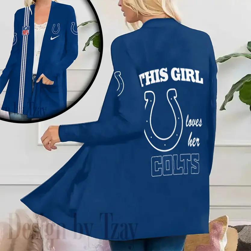 Indianapolis Colts Women Patch Pocket Cardigan BT084