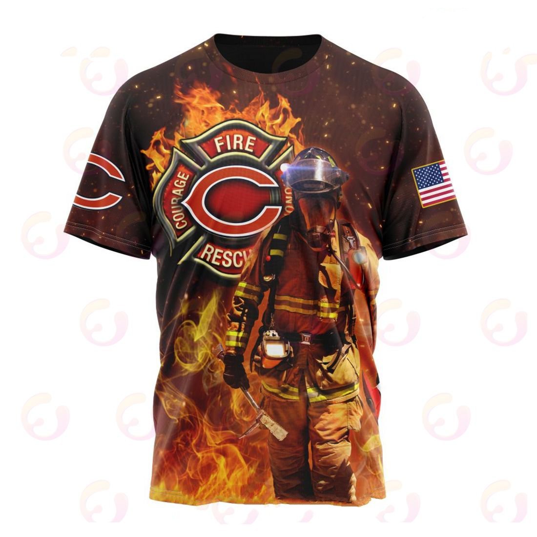 Chicago Bears Honor Firefighters – First Responders All Over Printed T-shirt Sweatshirt Hoodie AZCHD829
