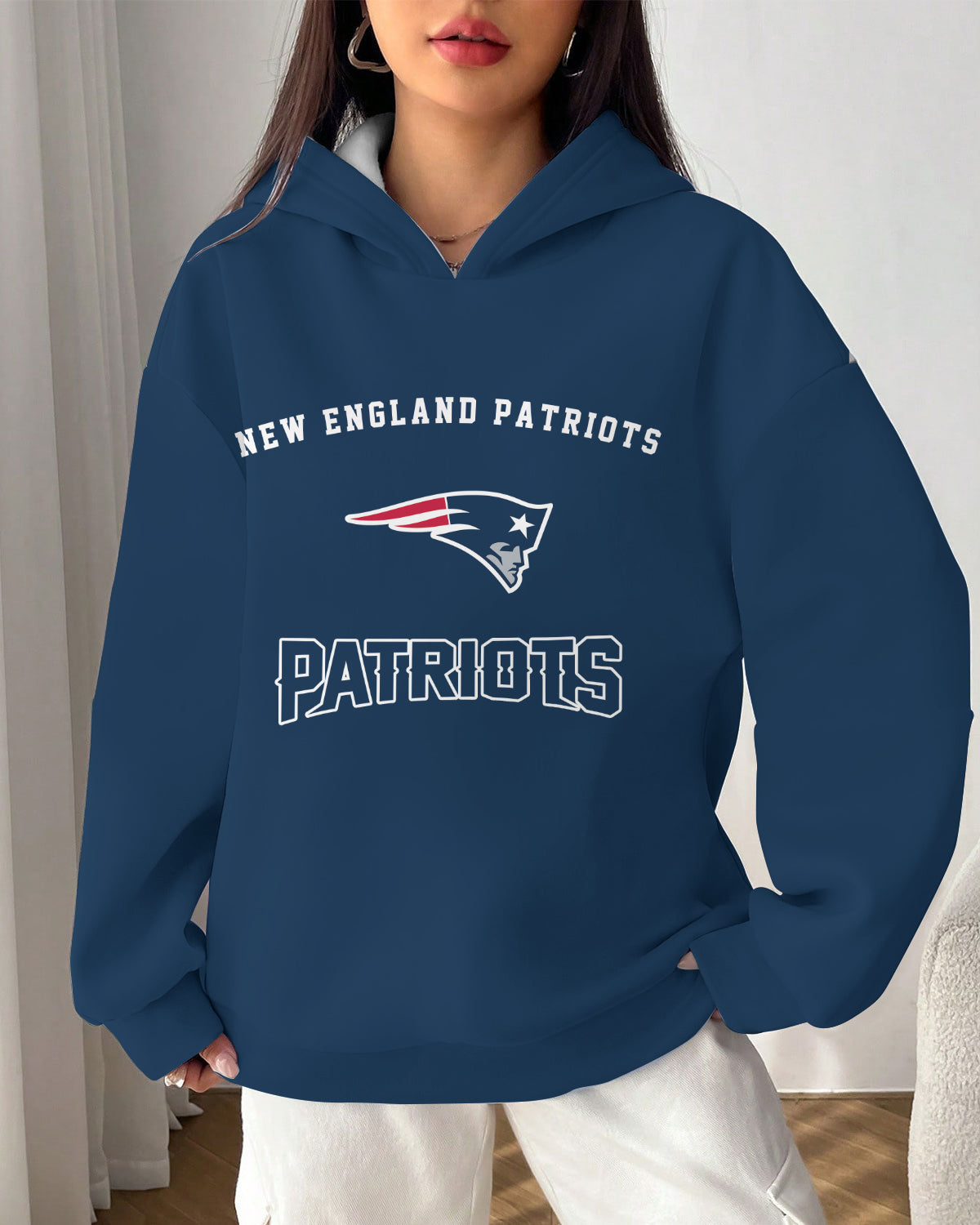 New England Patriots Printed Hooded Pocket Pullover Hoodie AZBTPH000074