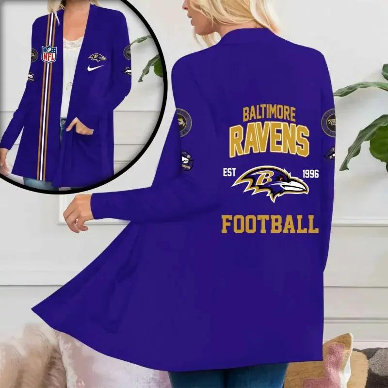 Baltimore Ravens Women Patch Pocket Cardigan BT011