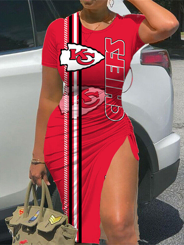 Kansas City Chiefs Slit Bodycon Dress AZBTSBD000066