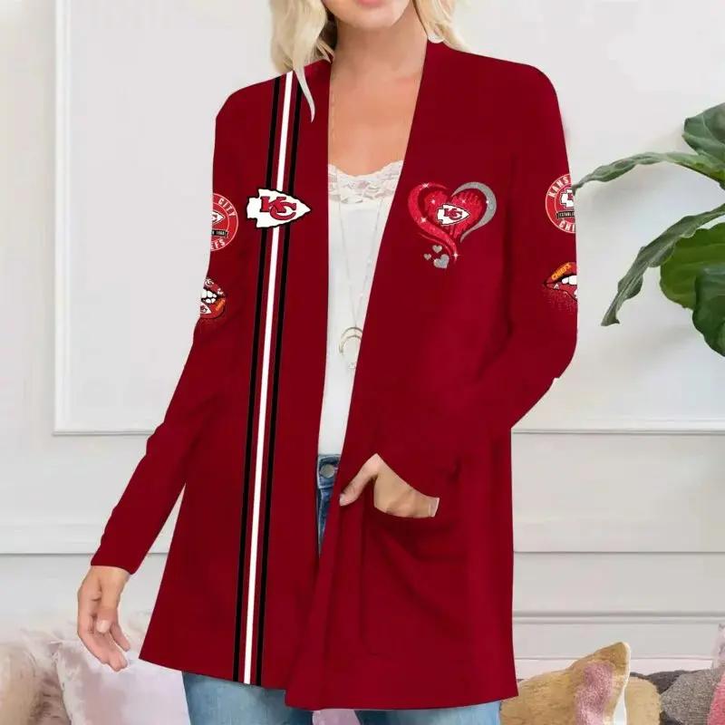 Kansas City Chiefs Women Patch Pocket Cardigan BT094