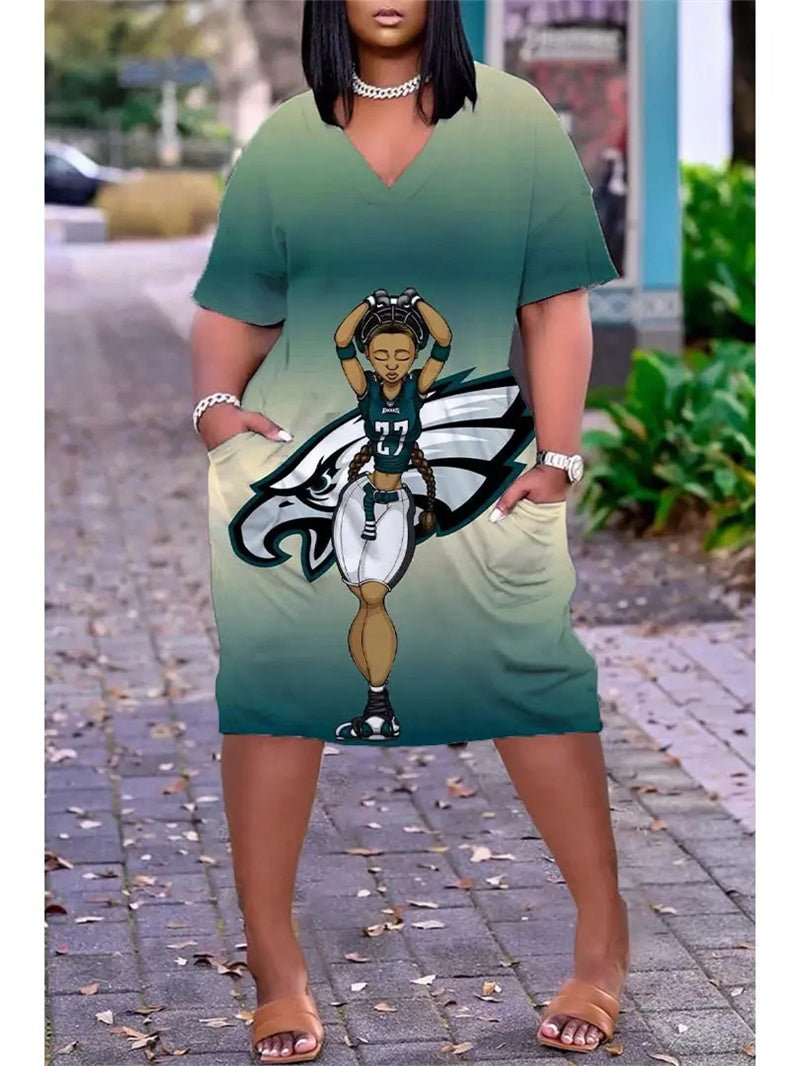 Philadelphia Eagles V-neck Casual Pocket Dress Limited Edition AZBTVCPD000110