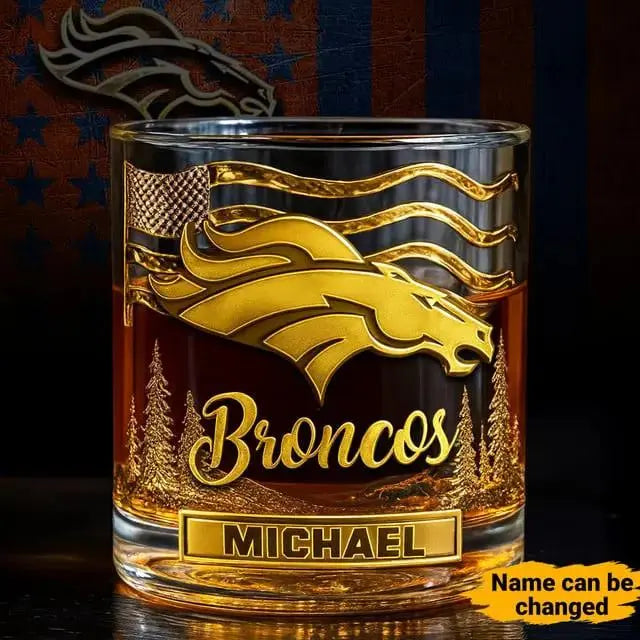 Denver Broncos Golden Logo Whiskey Glass SP16