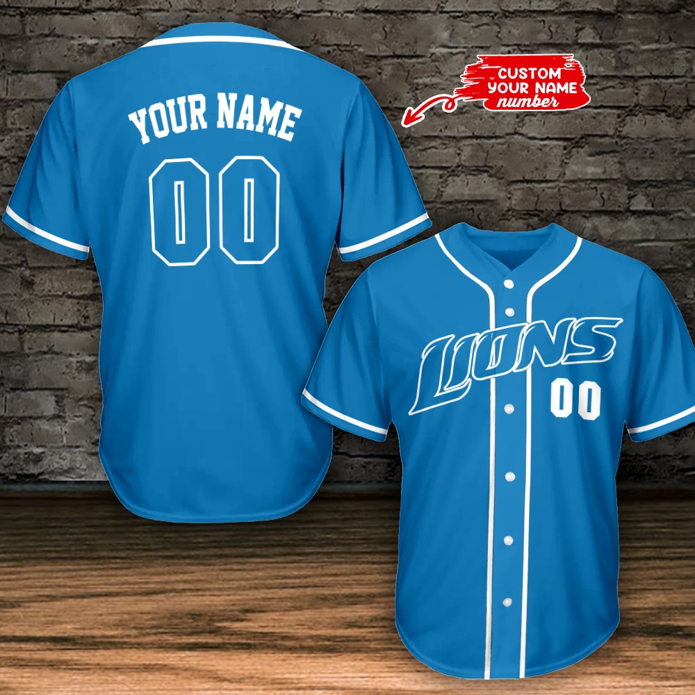 Detroit Lions Personalized Baseball Jersey BG781