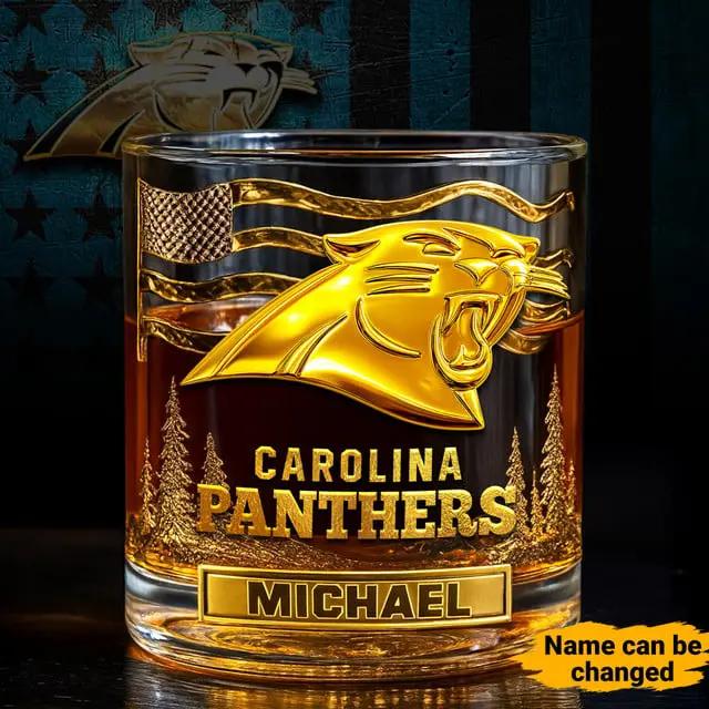 Carolina Panthers Golden Logo Whiskey Glass SP01
