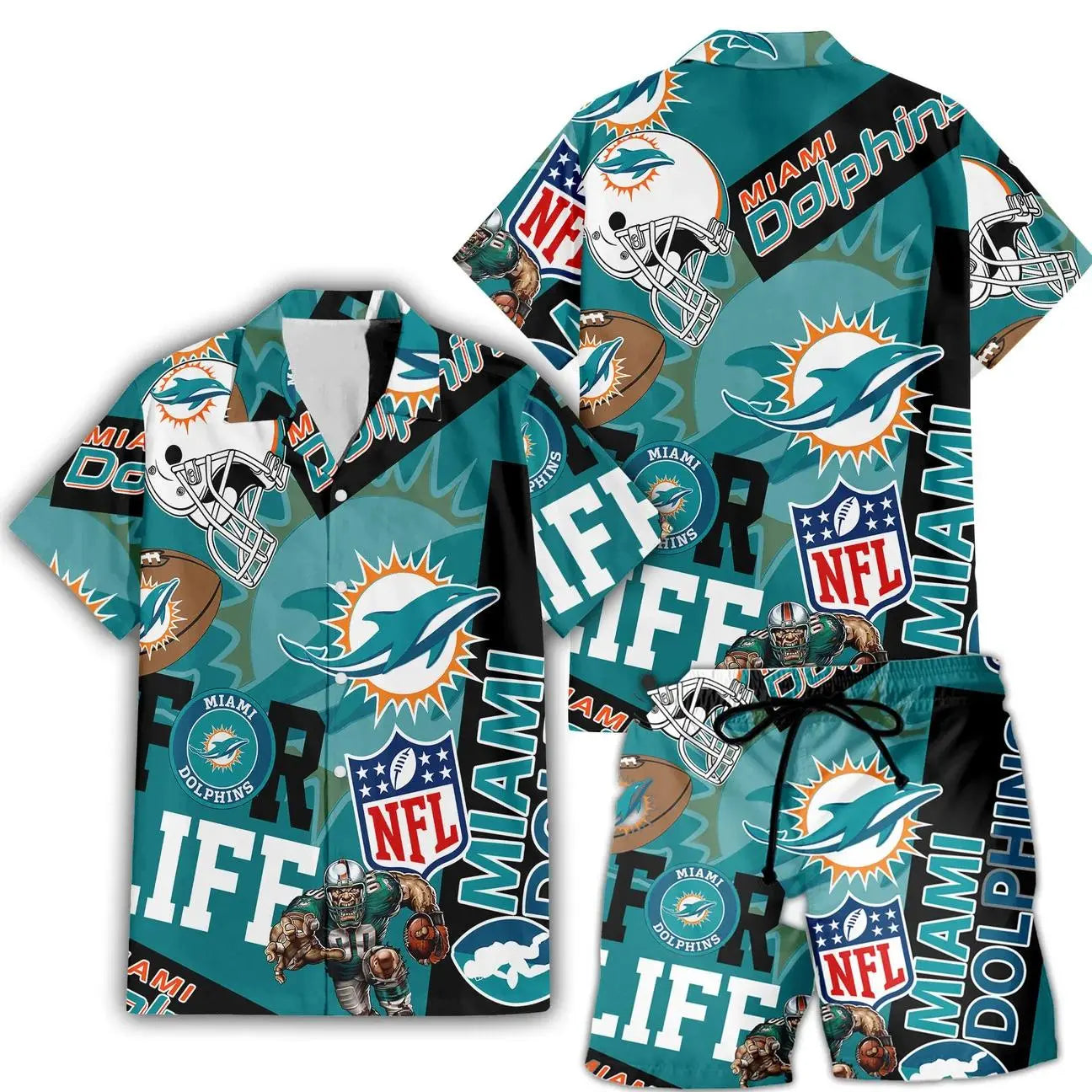 Miami Dolphins Custom Limited Edition For Life Hawaiian Shirt and Shorts AZHAHWSS000278