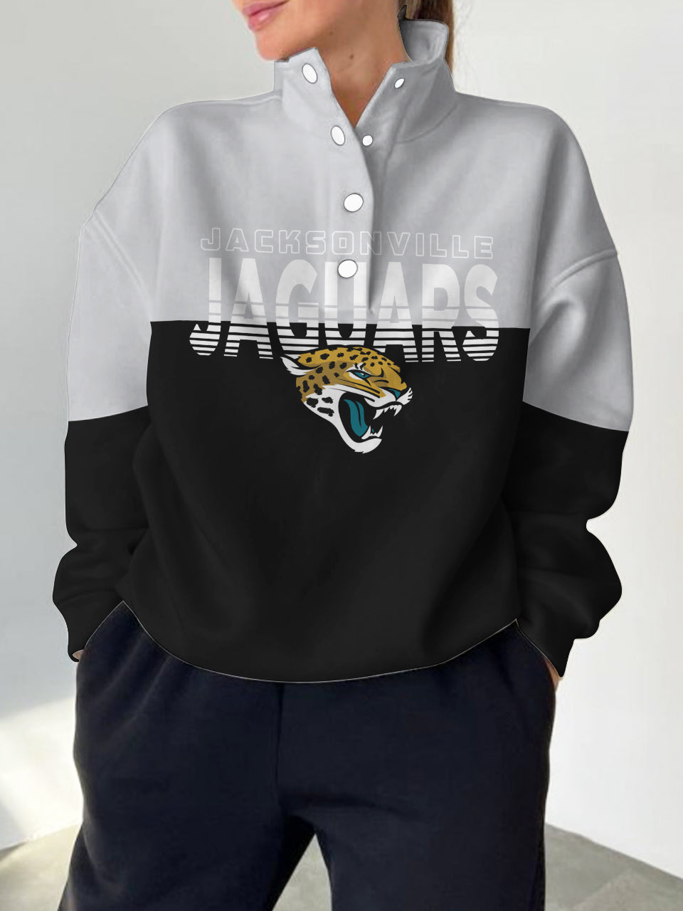 Jacksonville Jaguars Casual Colorful Stand Collar Sweatshirt AZBTSCSW000386