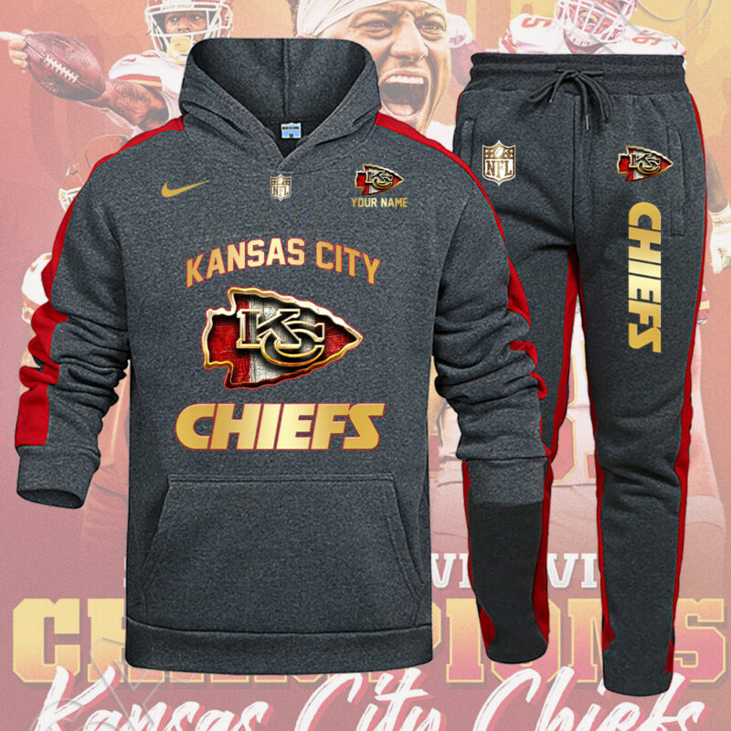 Kansas City Chiefs Personalized Golden Logo Hoodie Set AZBTHS000016