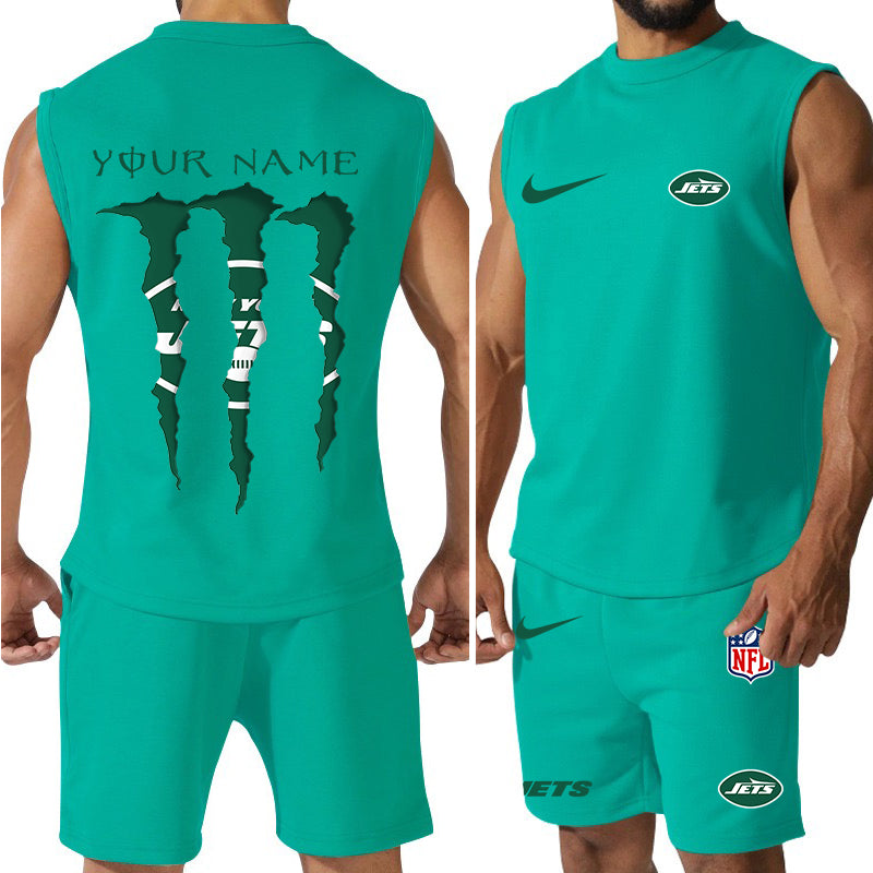 New York Jets Colorful Combo Men Jersey Tank Top and Shorts AZBTCMJTTS000027
