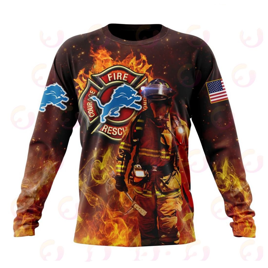 Detroit Lions Honor Firefighters – First Responders All Over Printed T-shirt Sweatshirt Hoodie AZCHD834