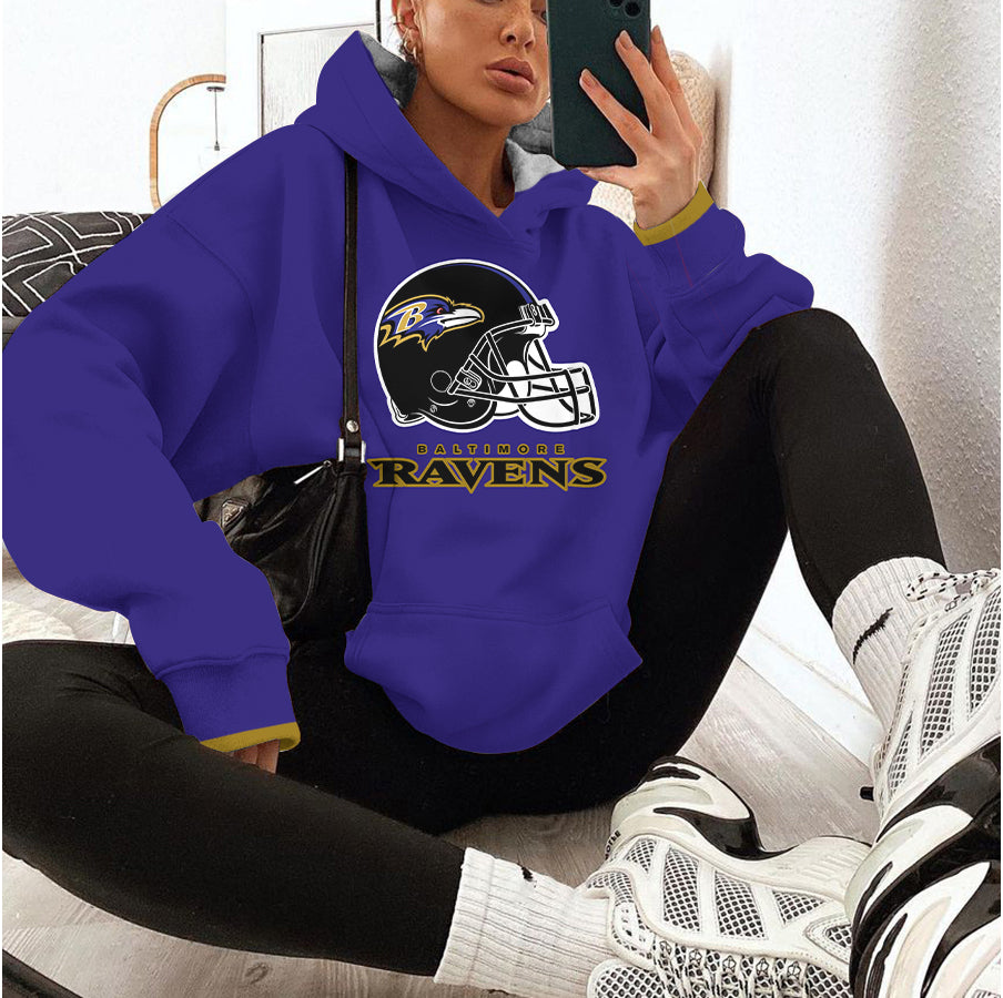 Baltimore Ravens Printed Hooded Pocket Pullover Hoodie AZBTPH000036