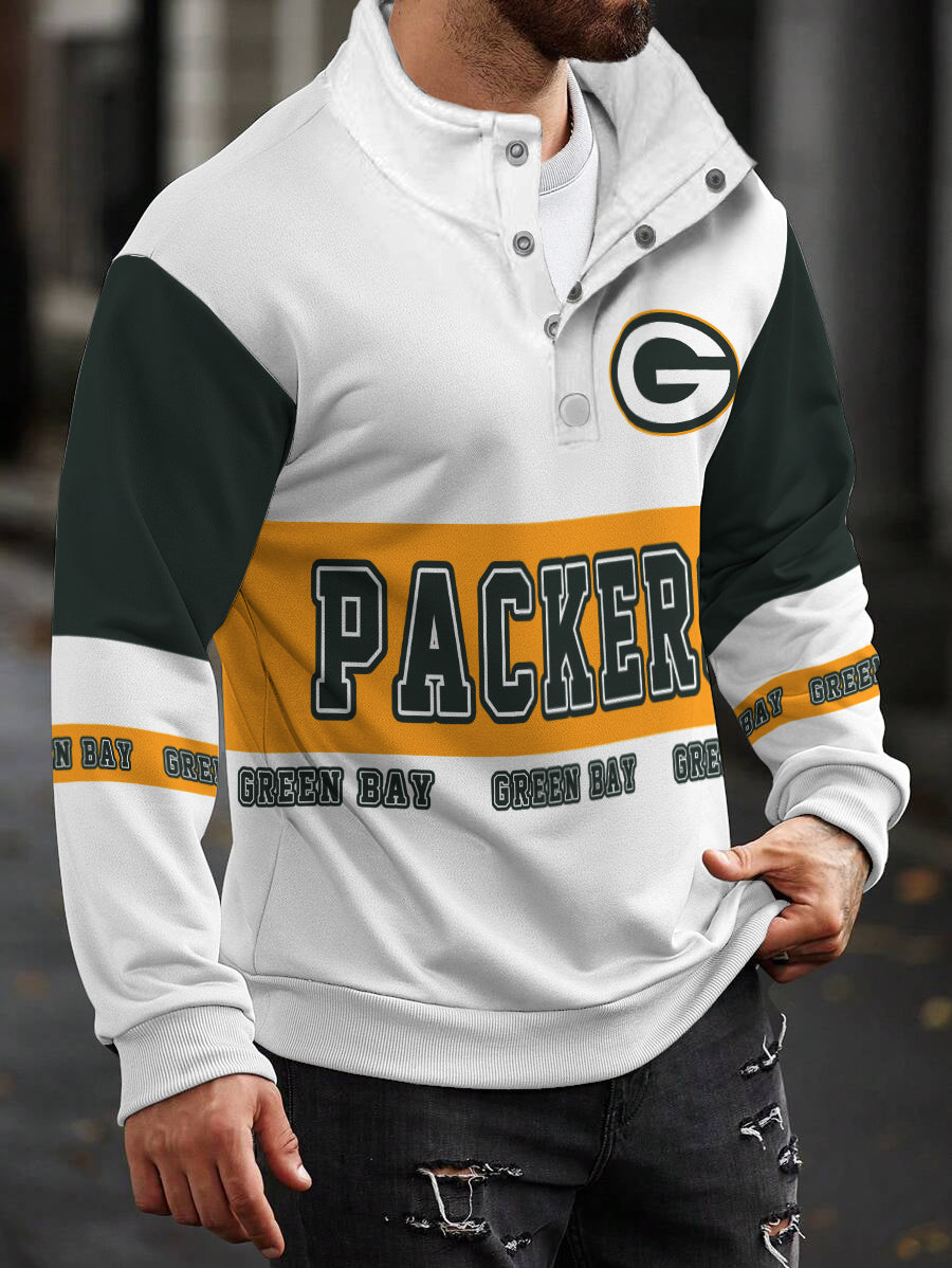 Green Bay Packers Casual Colorful Stand Collar Sweatshirt AZBTSCSW000453