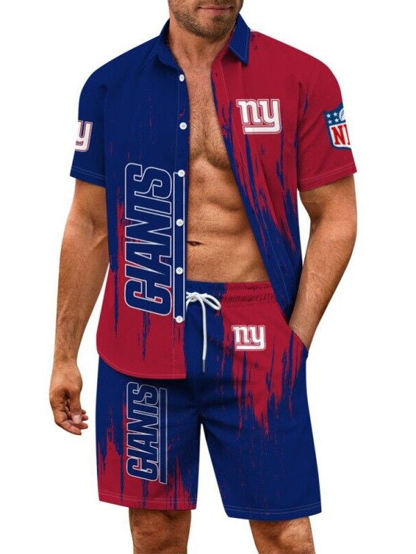 New York Giants Combo Hawaiian Shirt and Shorts AZBTHWSS000206