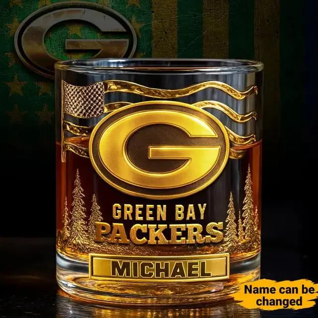 Green Bay Packers Golden Logo Whiskey Glass SP18