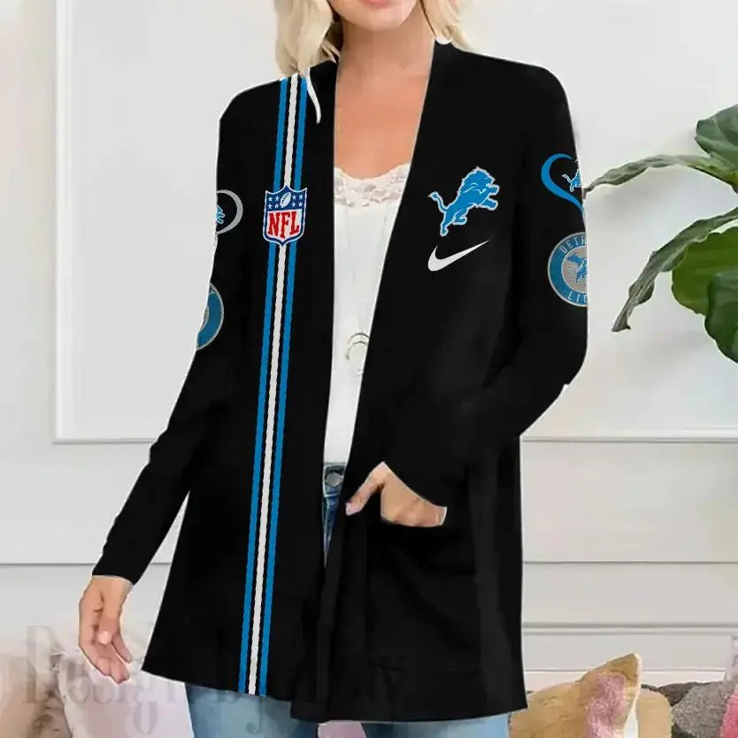 Detroit Lions Women Patch Pocket Cardigan BT068