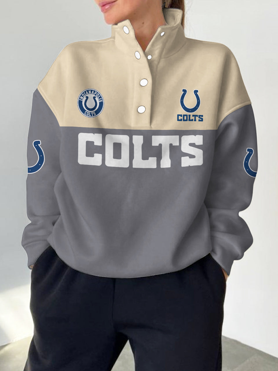 Indianapolis Colts Casual Colorful Stand Collar Sweatshirt AZBTSCSW000341