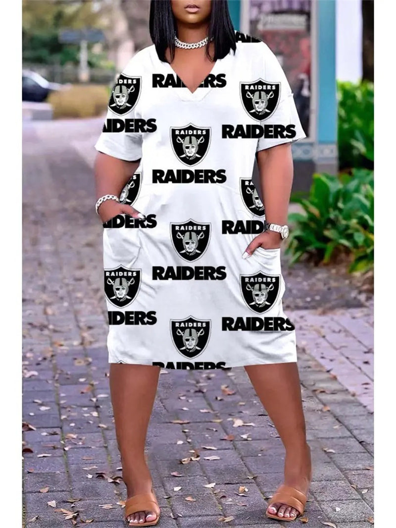 Las Vegas Raiders V-neck Casual Pocket Dress Limited Edition AZBTVCPD000316