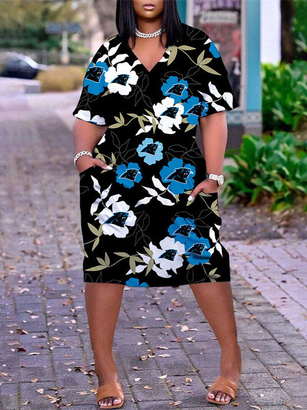 Carolina Panthers V-neck Casual Pocket Dress Limited Edition AZBTVCPD000166