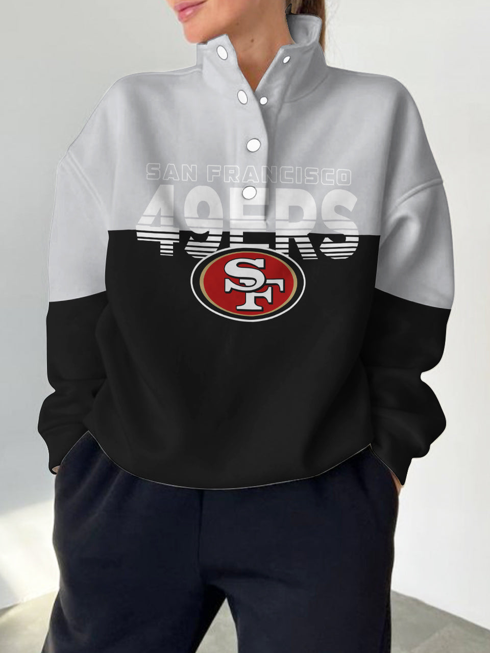 San Francisco 49ers Casual Colorful Stand Collar Sweatshirt AZBTSCSW000461
