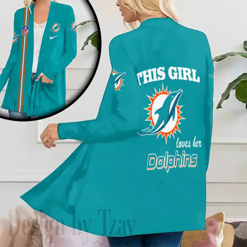 Miami Dolphins Women Patch Pocket Cardigan BT118