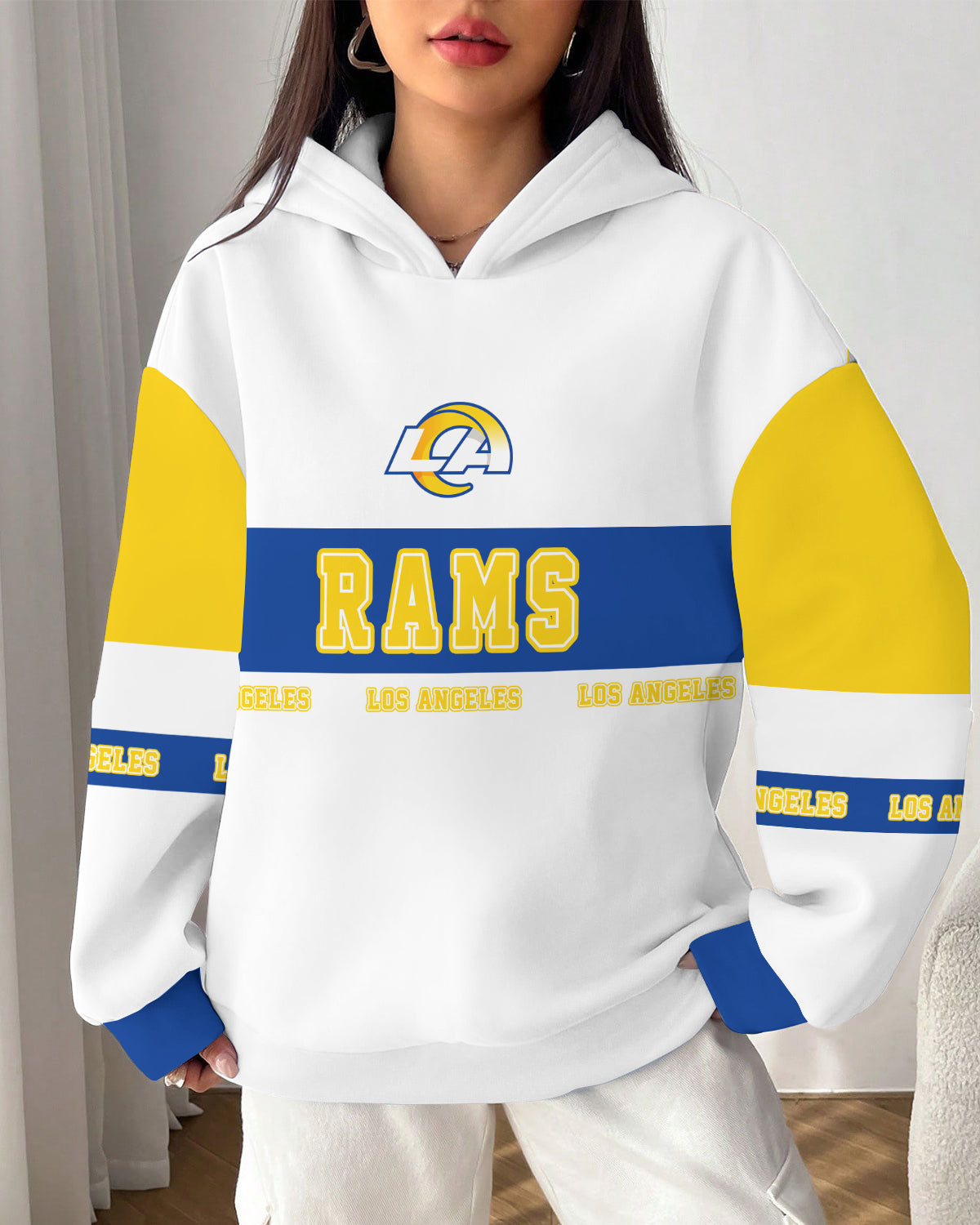 Los Angeles Rams Printed Hooded Pocket Pullover Hoodie AZBTPH000110