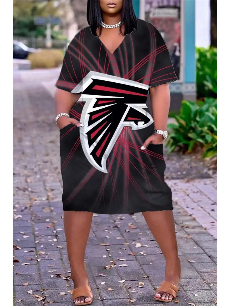 Atlanta Falcons V-neck Casual Pocket Dress Limited Edition AZBTVCPD000411