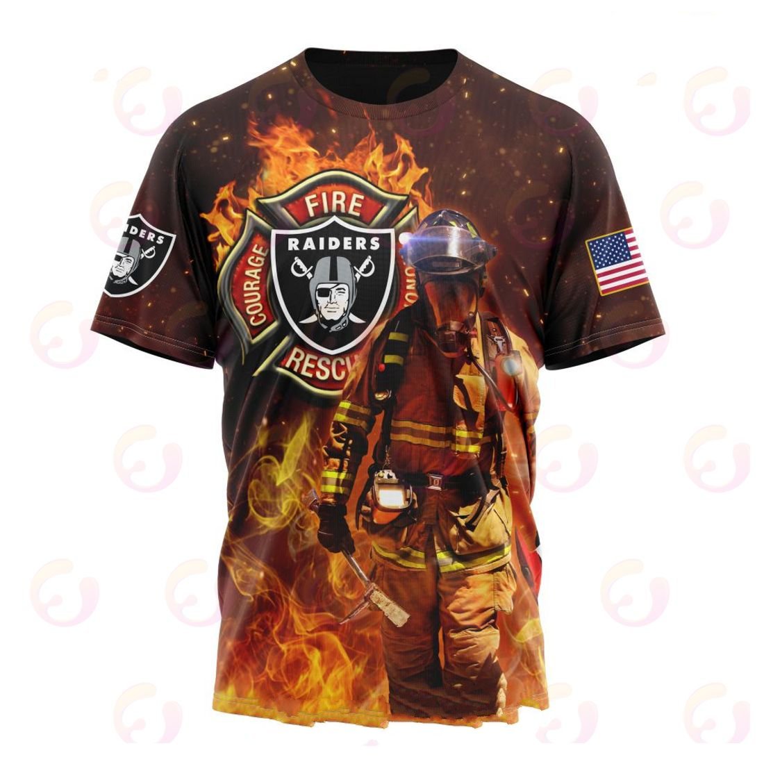 Las Vegas Raiders Honor Firefighters – First Responders All Over Printed T-shirt Sweatshirt Hoodie AZCHD840