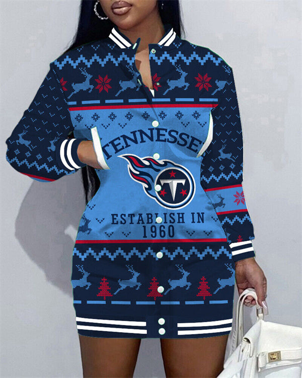 Tennessee Titans Women Button Down Jacket Dress AZBTBDJD000141