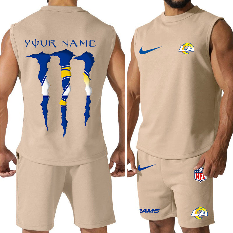 Los Angeles Rams Colorful Combo Men Jersey Tank Top and Shorts AZBTCMJTTS000031