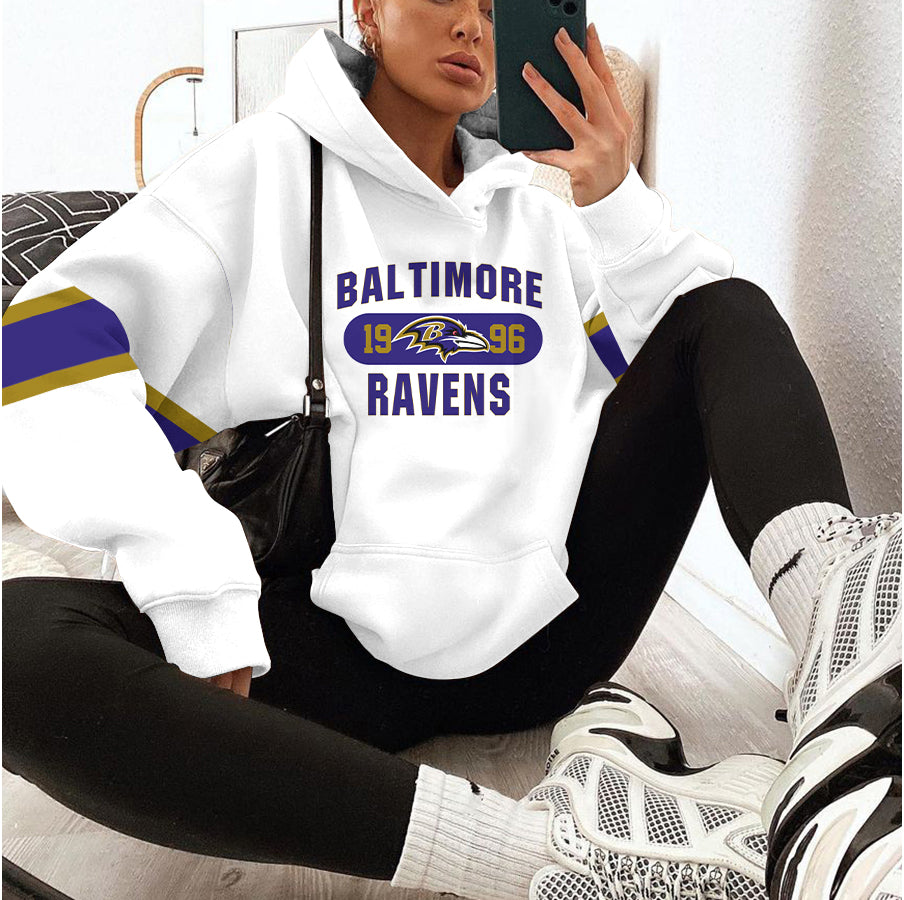 Baltimore Ravens Printed Hooded Pocket Pullover Hoodie AZBTPH000034