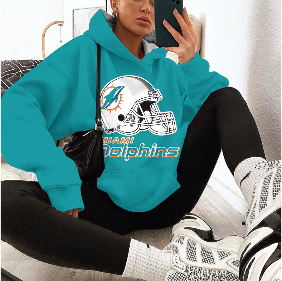 Miami Dolphins Printed Hooded Pocket Pullover Hoodie AZBTPH000059